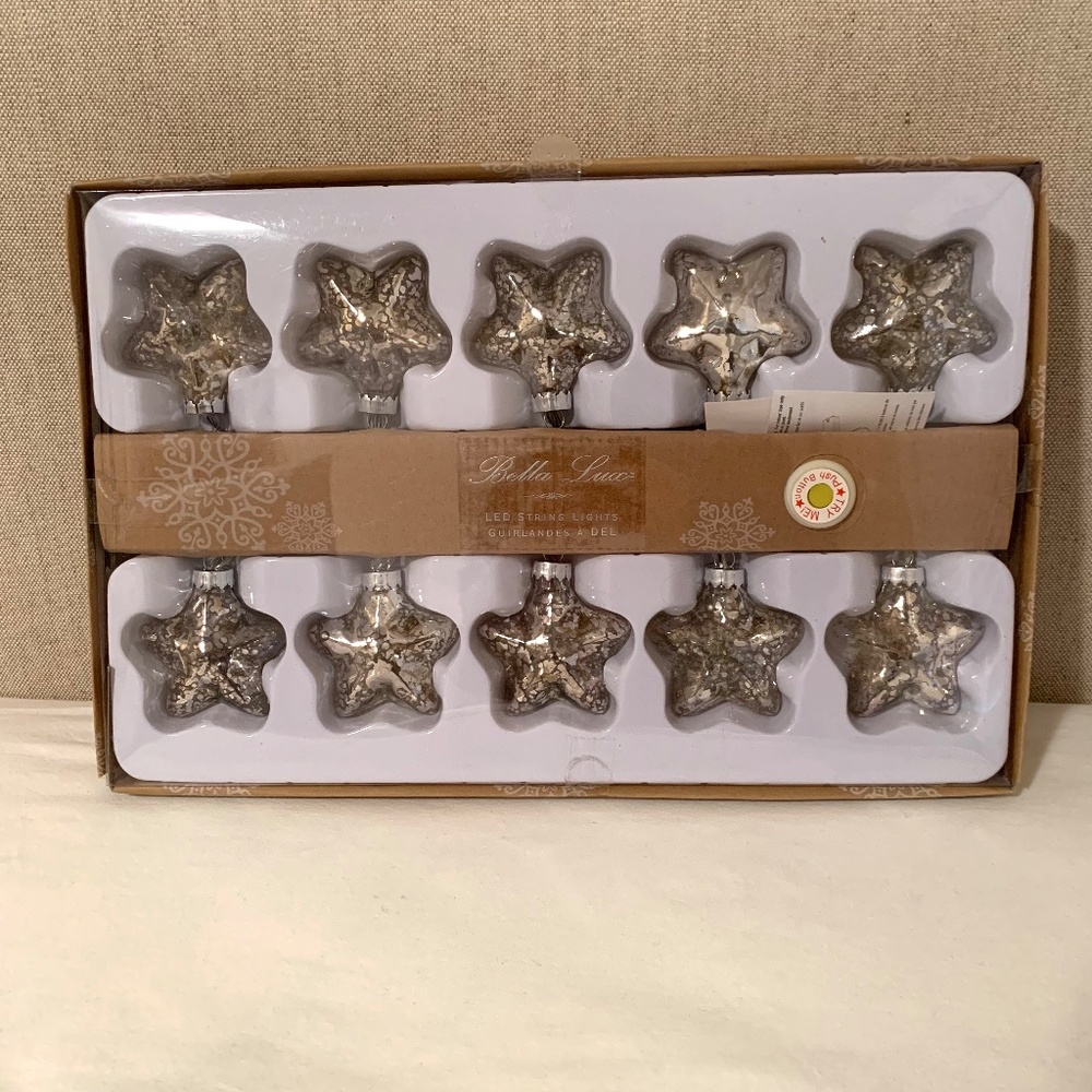 Bella Lux Christmas LED Star String Lights Set of 10